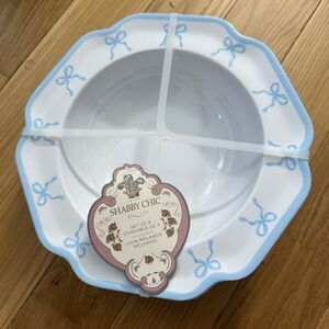 Shabby Chic Blue Bow Coquette Melamine Bowls Set of 4 - NWT baby shower bridal